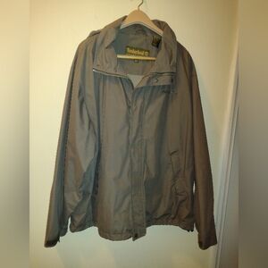Vintage Timberland WeatherGear Jacket Men's XXL Green Hooded Lined Zip Pockets